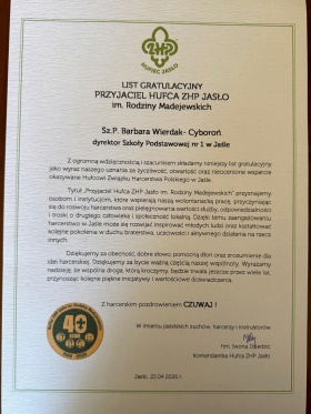Artykuł: 40 lecie nadania Jasielskiemu Hufcowi ZHP imienia Rodziny Madejewskich - Zdjęcie 66103
