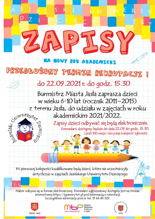 Artykuł: Jasielski Uniwersytet Dziecięcy - zapisy do 22 września 2021r. - Zdjęcie 28341
