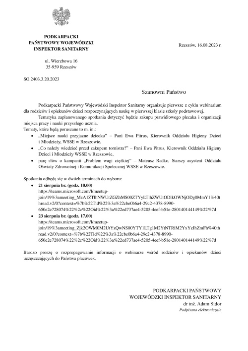Artykuł: Zapraszamy na webinar rodziców dzieci rozpoczynających naukę szkolną  - Zdjęcie 44482