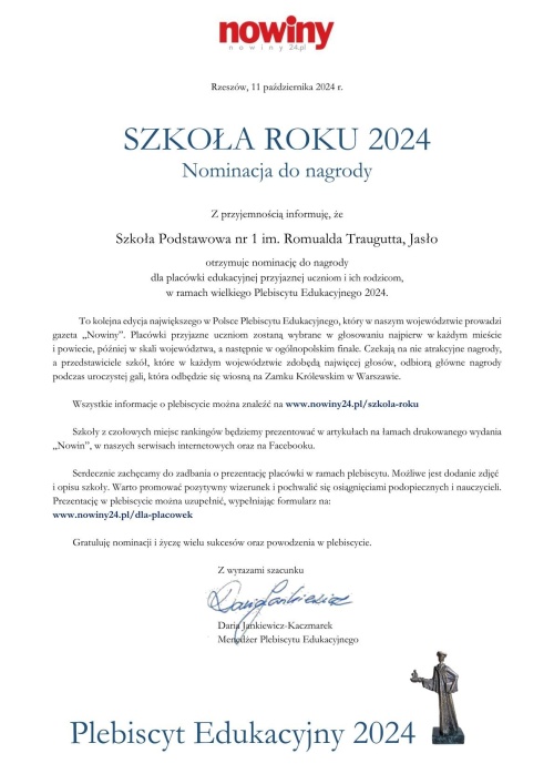 Artykuł: Dziękujemy za nominacje w tegorocznym Plebiscycie Edukacyjnym - Zdjęcie 54331